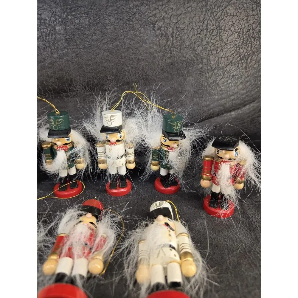 11 Vintage Mini Wooden Nutcracker Ornaments 2.75